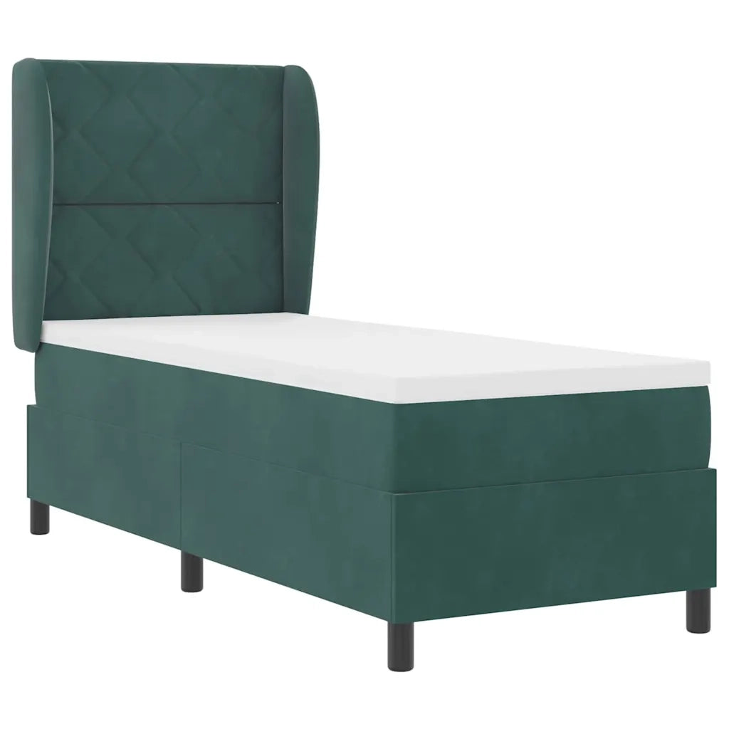Letto a molle con materasso Verde Scuro 200 x 80 cm Velluto 3340955