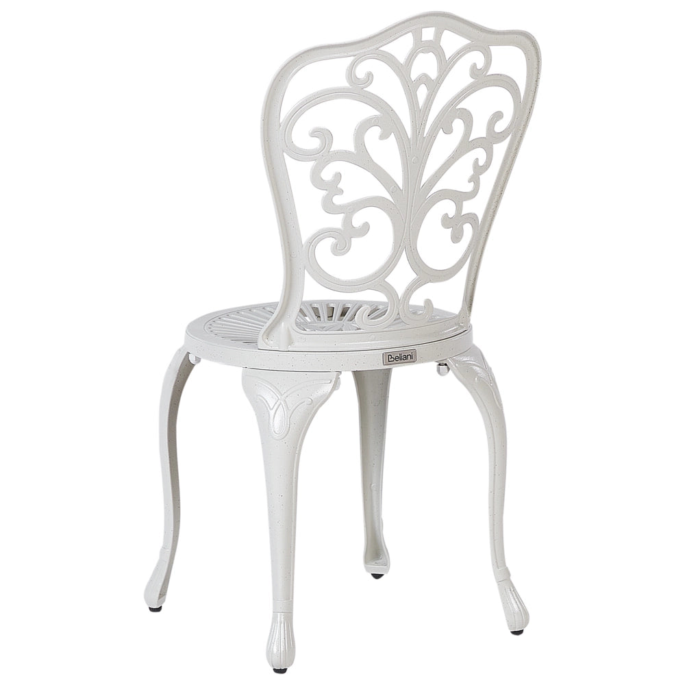 Set di 2 sedie da giardino in alluminio bianco sporco senza braccioli Bistro Dining in stile vintage in metallo