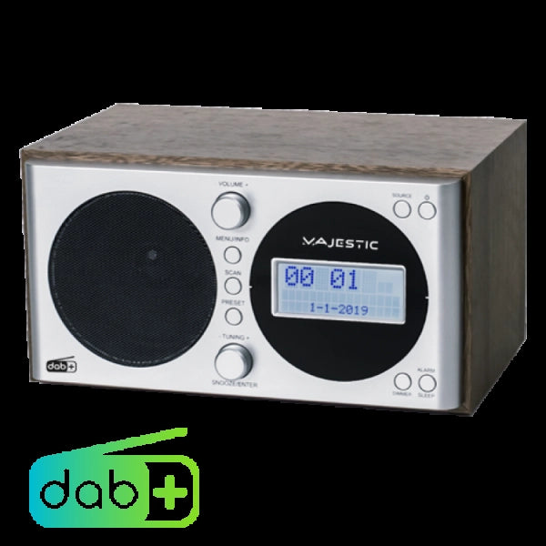 New majestic wr-162 dab radio digitale argento, legno - 109162