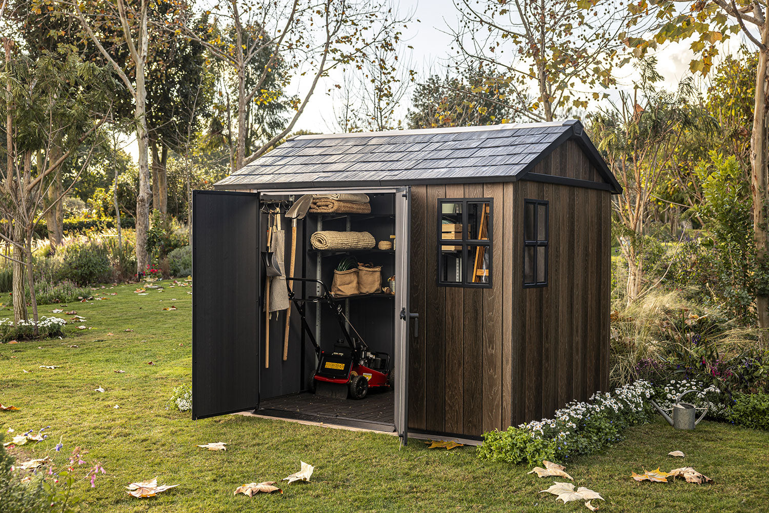 Casetta Box da Giardino Keter Apex 759/975 in Resina Effetto Legno Noce