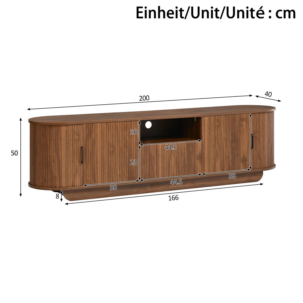 Mobile TV con 2 ante scorrevoli; 2 ante; 1 cassetto e 1 vano aperto; per soggiorno; 200 × 40 × 50 cm