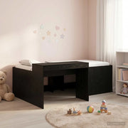 Letto alto per bambini con scrivania Nero 75 x 190 cm