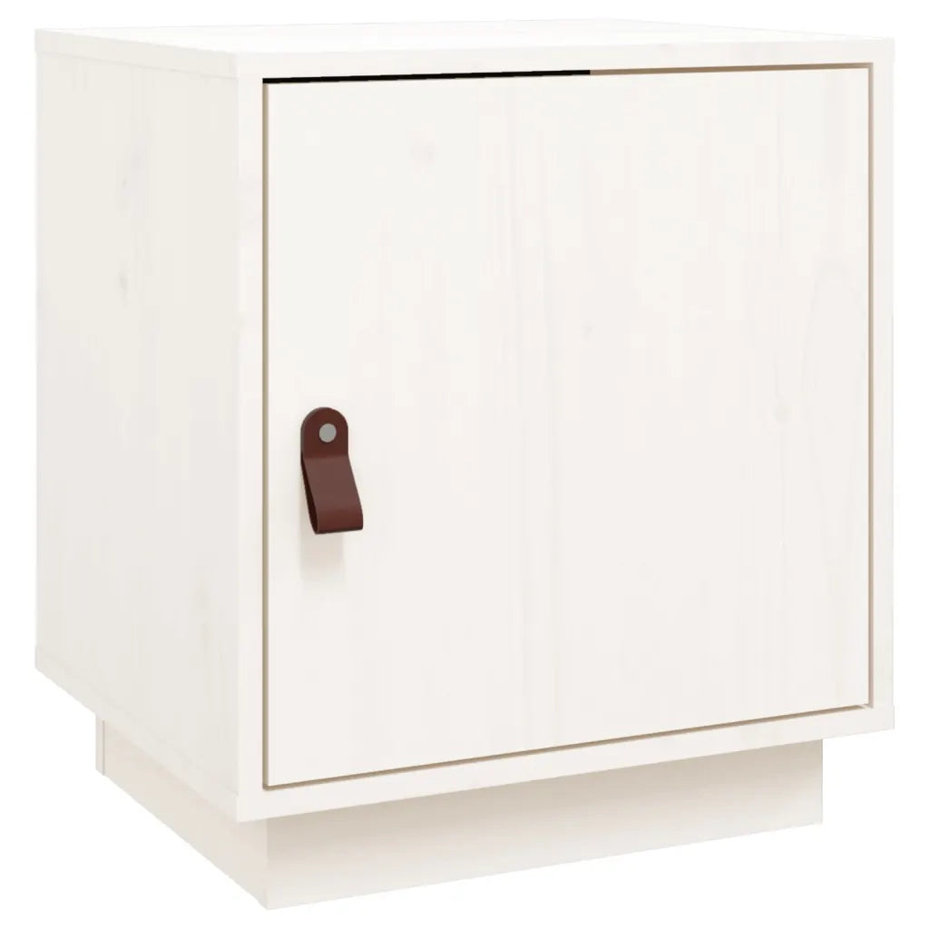 Comodino-Tavolino da notte Bianco 40x34x45 cm in Legno Massello di Pino 473638