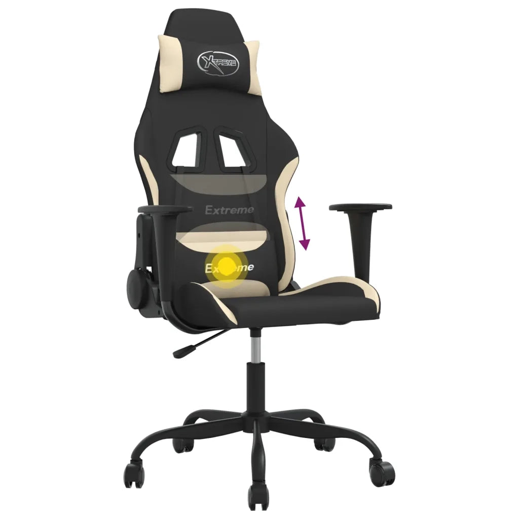 vidaXL Sedia da Gaming Nero e Crema in Tessuto