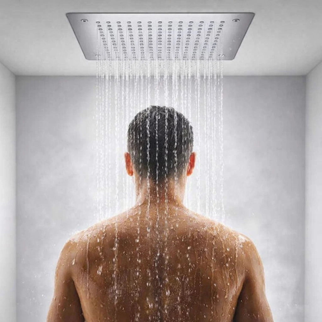 Soffione a incasso doccia a soffitto in acciaio inox quadrato 300x300 mm