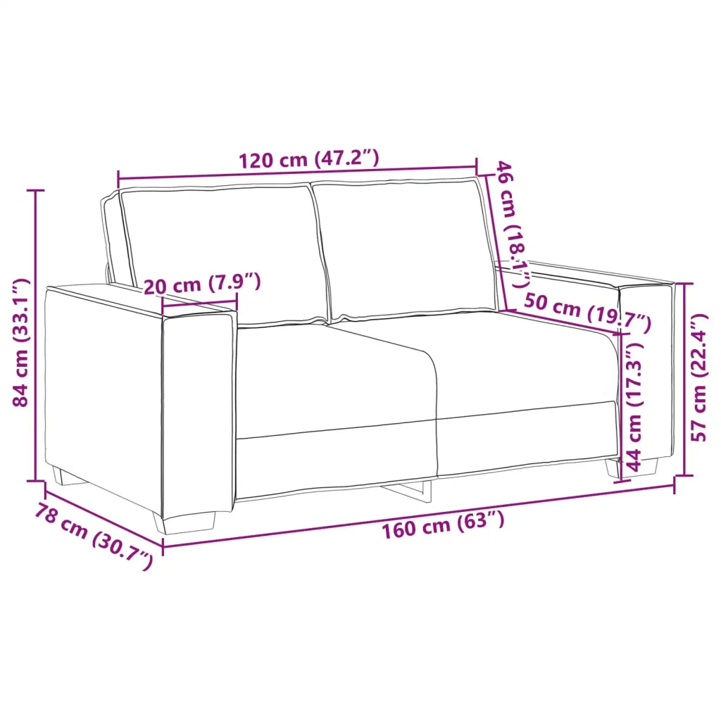 Divano a due posti Bianco 160 cm Pelle Sintetica 4105051