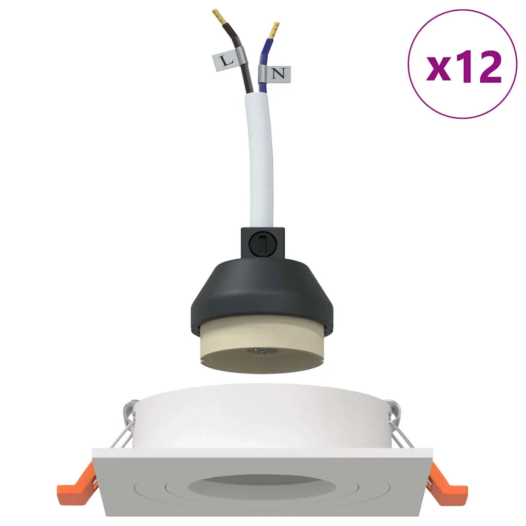 Spotlight 12 pcs Bianco 9 x 9 x 2 cm Alluminio 4108150