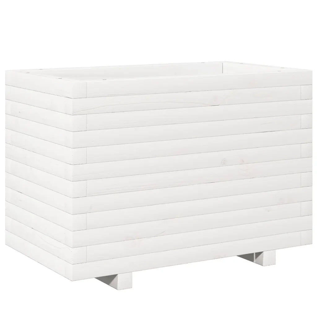 Fioriera da Giardino-Vaso da Esterno Bianca 70x40x49,5cm Legno Massello di Pino 786538