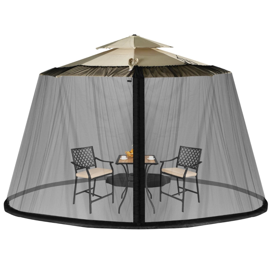 Zanzariera per ombrellone con 2 porte a doppia cerniera, Rete per ombrellone da patio con base riempibile Nero-Ombrelloni e accessori