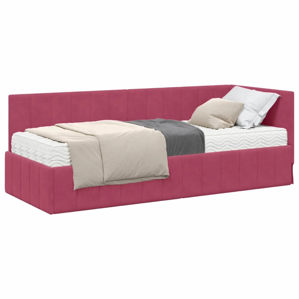 Struttura Letto Angolare con Materasso 2 pcs Verde Velluto
