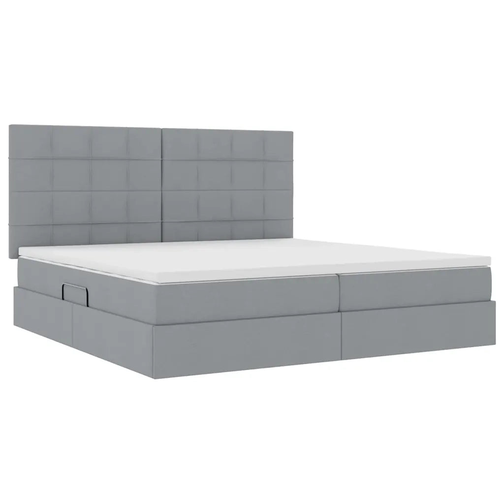 Letto con contenitore e LED con led Grigio chiaro 200 x 200 cm