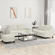 Set di Divani 3 pz con Cuscini Crema in Velluto