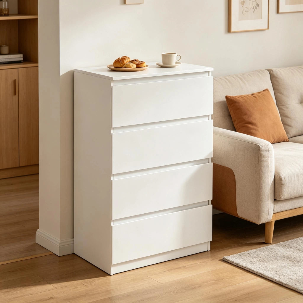 CASSETTIERA 4 cassetti 60 x 90 x 40 cm Bianco in legno
