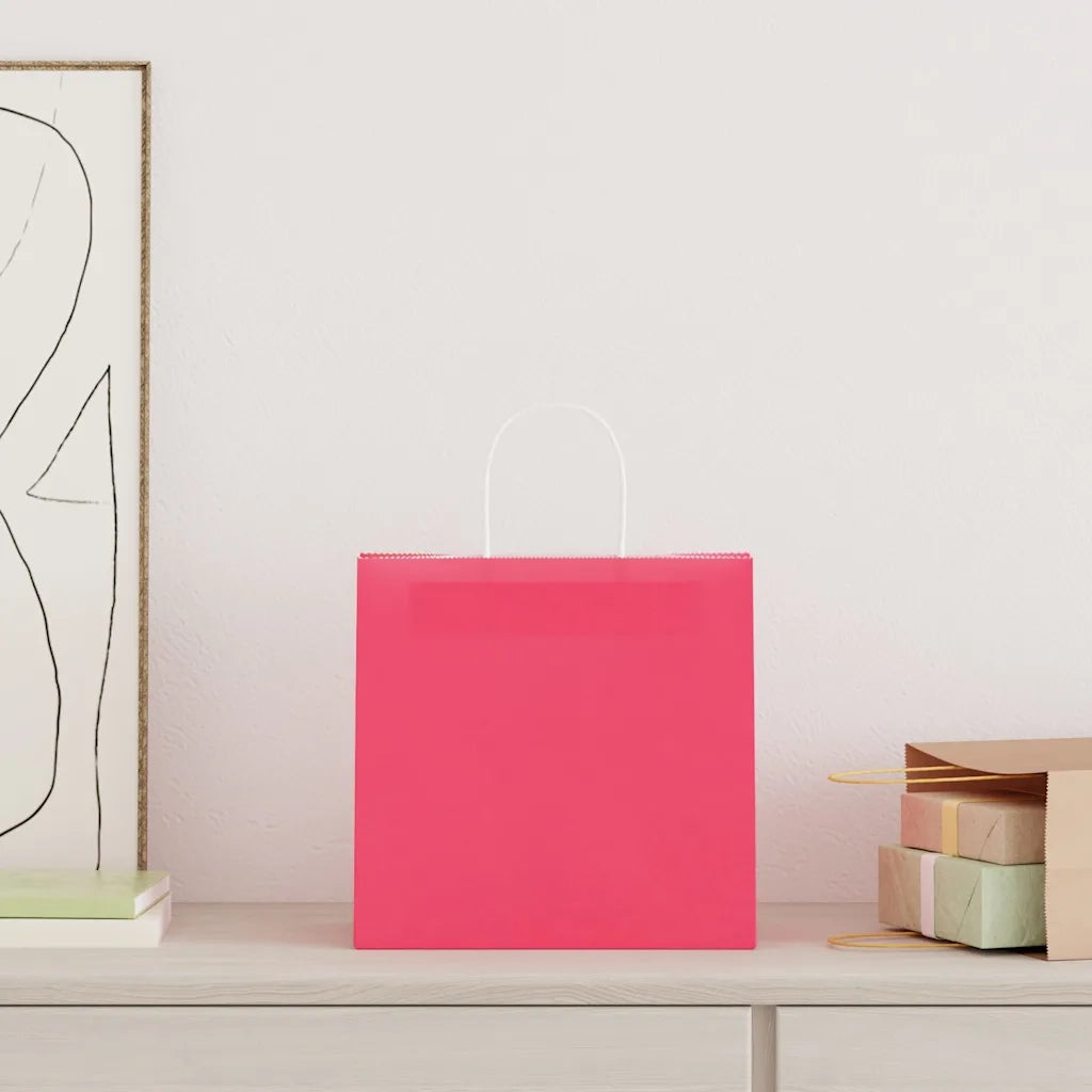 Sacchetti di Carta 250 pz con Manici Rosa 54x15x49 cm 4101682