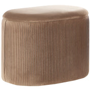 Pouf Beige Velluto Glamour Storage Poggiapiedi Soggiorno Camera da Letto
