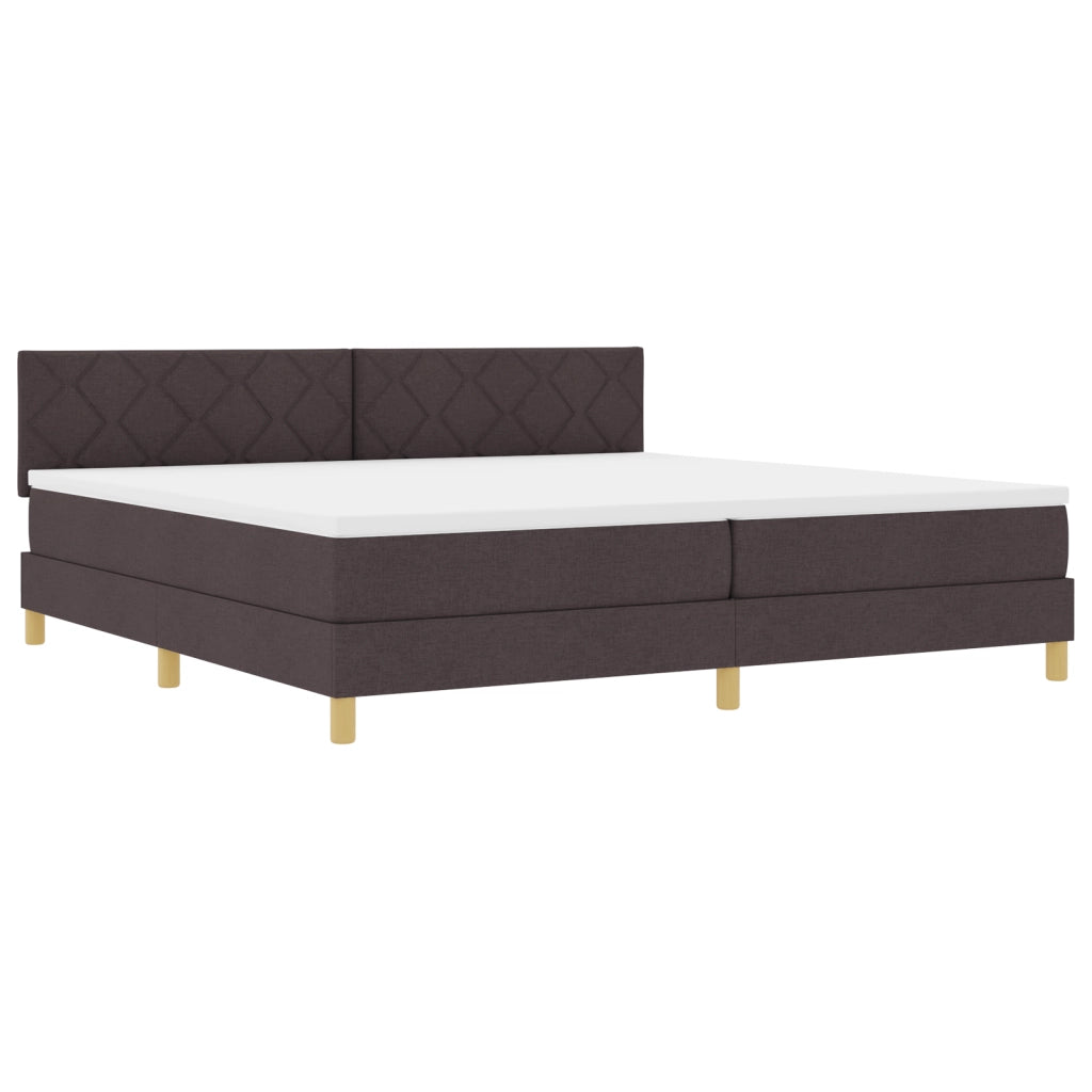 Letto con Rete e Materasso Marrone Scuro 200x200 cm Tessuto