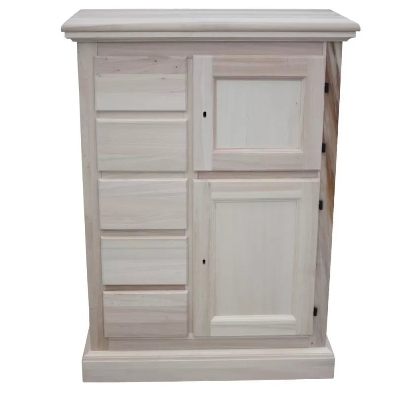 Credenza dispensa 2 porte 5 cassetti legno grezzo 75x40x100 (5000) - Mobili 2G
