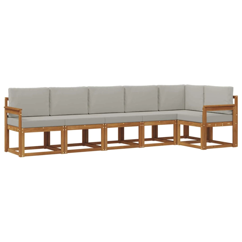 Set di divani da esterno 6 pcs Grigio Naturale e Chiaro