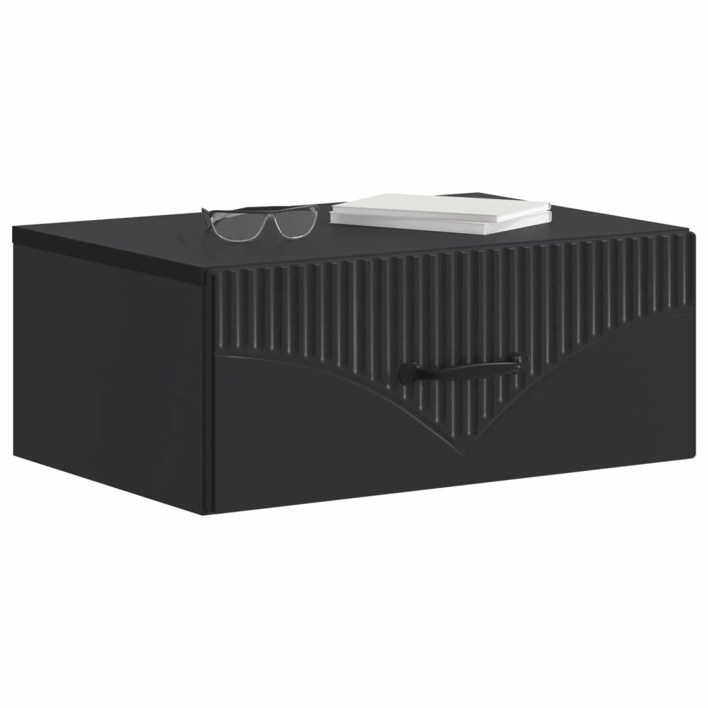 Mobiletto da notte a muro 2 pz Nero 49 x 34,5 x 20 cm 898958