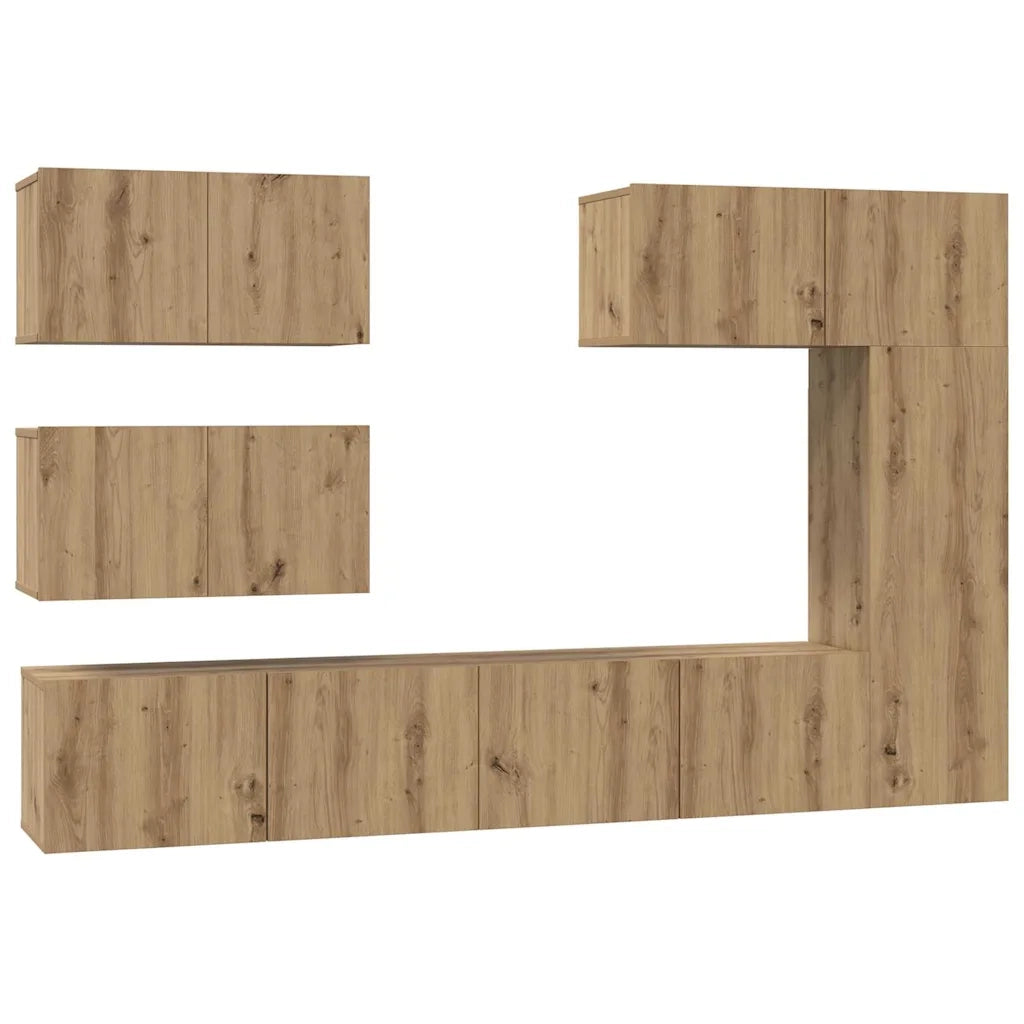 Set mobile TV 6 pz-Set di 6 Credenza per TV Rovere artigianale Legno multistrato 620862