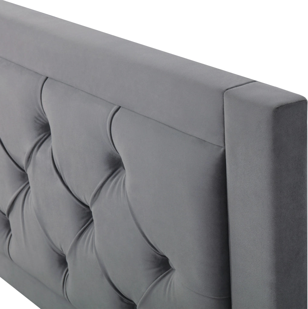 Letto imbottito 140x200 cm con contenitore laterale grigio