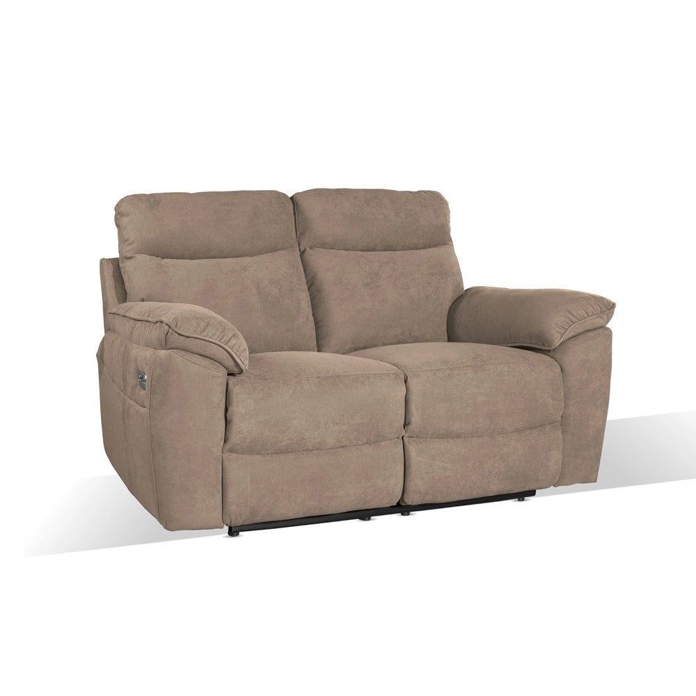 Divano 2 posti recliner elettrico tessuto cappuccino Boston 160x100x102H