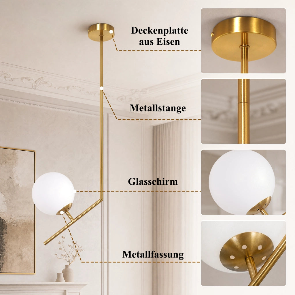 ZMH Lampada a Sospensione 1 Luce Vetro G9 Moderna per Camera Soggiorno senza lampadine