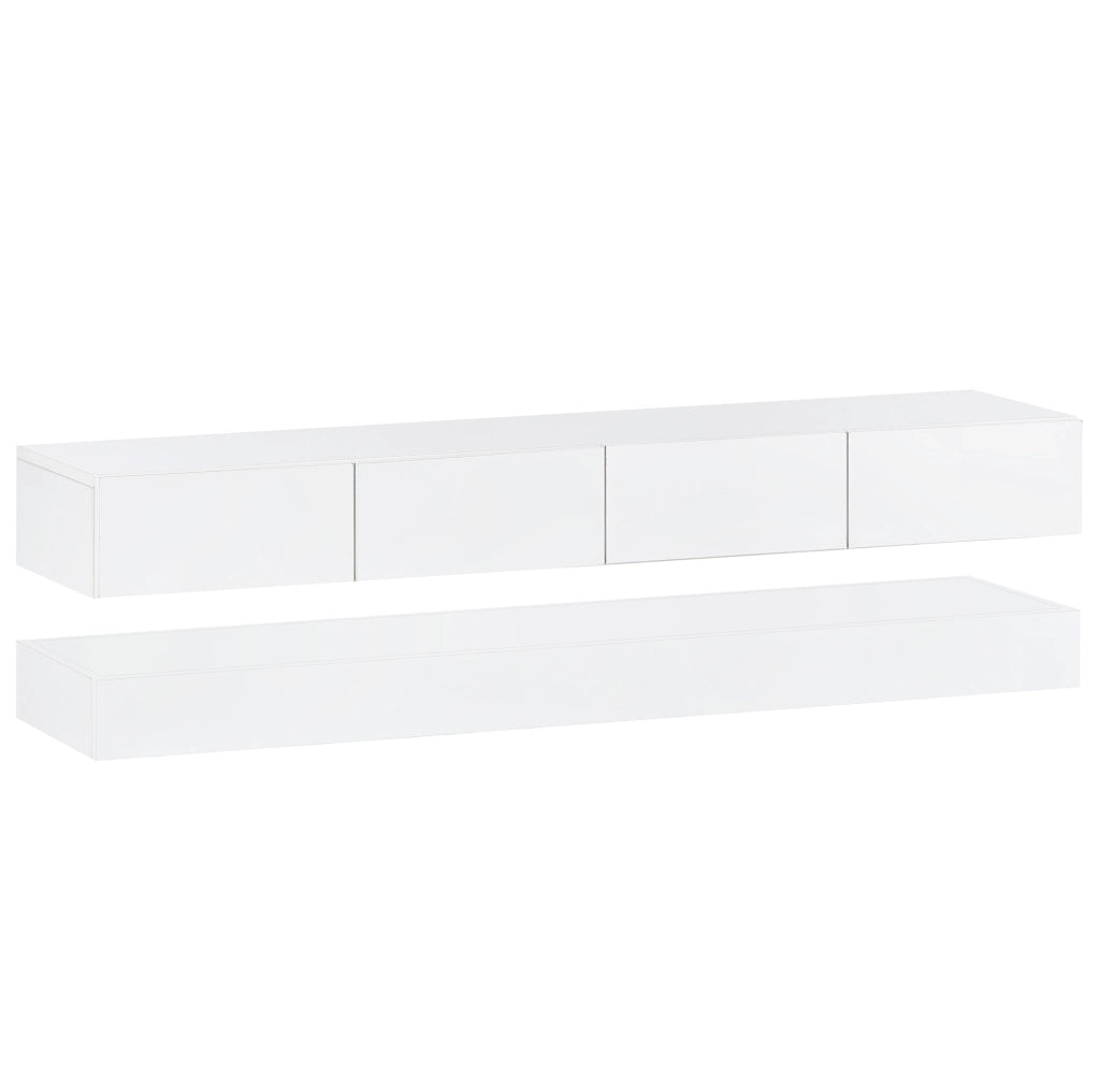 Mobile sospeso LED bianco con 4 cassetti, 130 cm