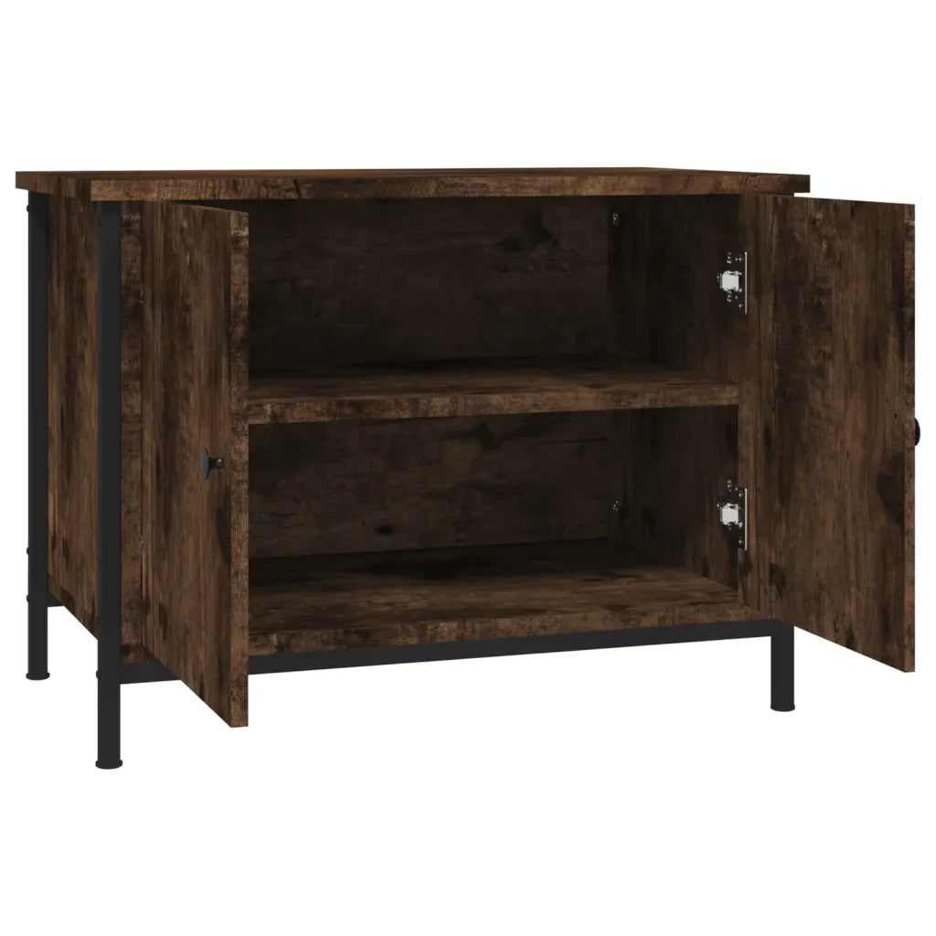 Mobile TV con Ante Rovere Fumo 60x35x45 cm in Legno Multistrato 826297