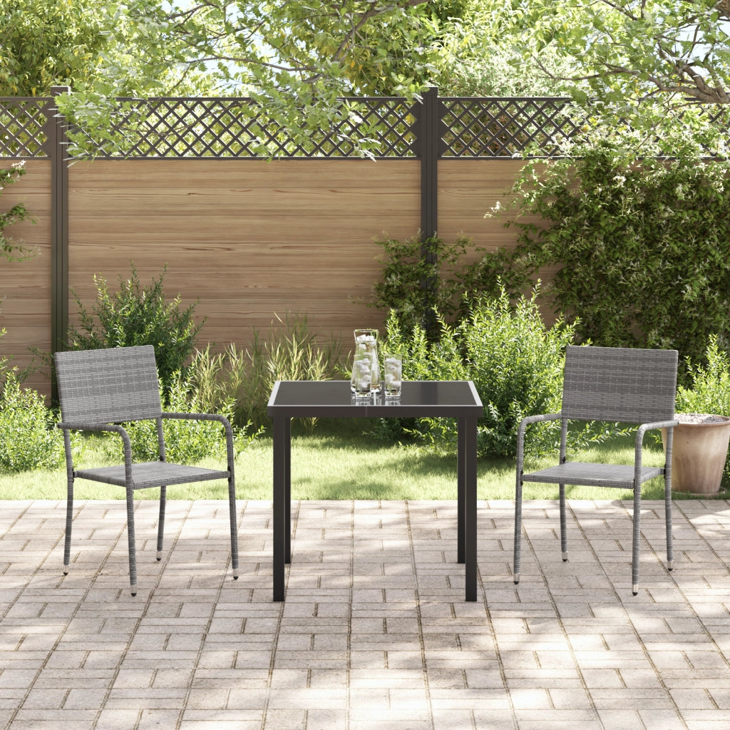 Set da Pranzo da Giardino 3 Pezzi Grigio Polyrattan