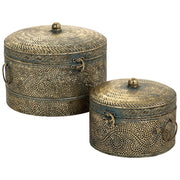 Set di 2 scatole in metallo dorato
