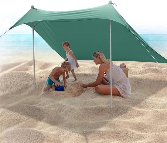 Ombrellone da spiaggia 21 x 21 m protezione UV UPF50+ e ombrello acqua resistente con maniglia in alluminio - inclusa zappa per sabbia e ganci