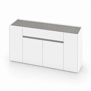 Mobile Contenitore Credenza Moderna In Melaminico Con 4 Ante E 1 Cassetto Design Senza Maniglie Per Soggiorno Sala Da Pranzo 170 X 85 X 40 Cm Bianco E Grigio Cemento