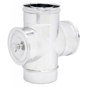 Raccordo inox di 130 - de 180 mm a tee t doppia parete con ispezione ht