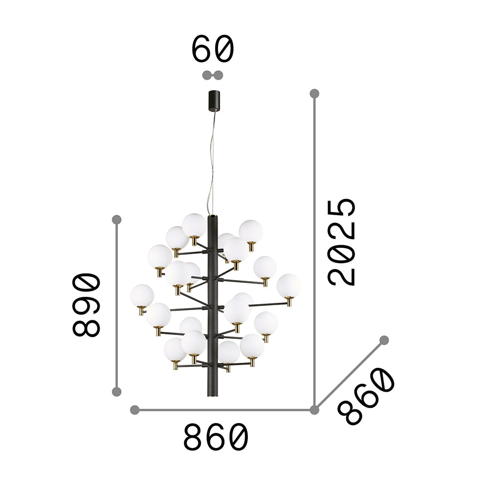 Sospensione Contemporanea Copernico Metallo Nero 20 Luce 3W 3000K Luce Calda