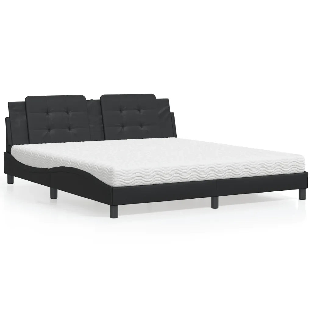 Letto con Materasso Zadar Nero 180x200 cm in Similpelle 3208880