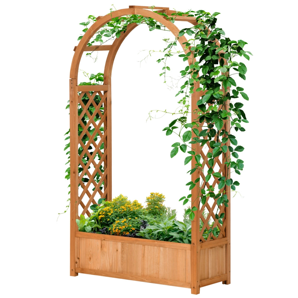 Fioriera da Giardino in Legno di Pino Marrone con Arco ¨C Zephmum ¨C 83x36x152 cm