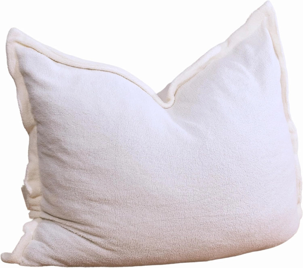 Pouf Poltrona a Sacco - Imbottitura in Schiuma, Molto Confortevole - Tessuto Sherpa Morbido - Fodera Lavabile - Pouf Divano Gigante (180 x 140 cm, Bianco)