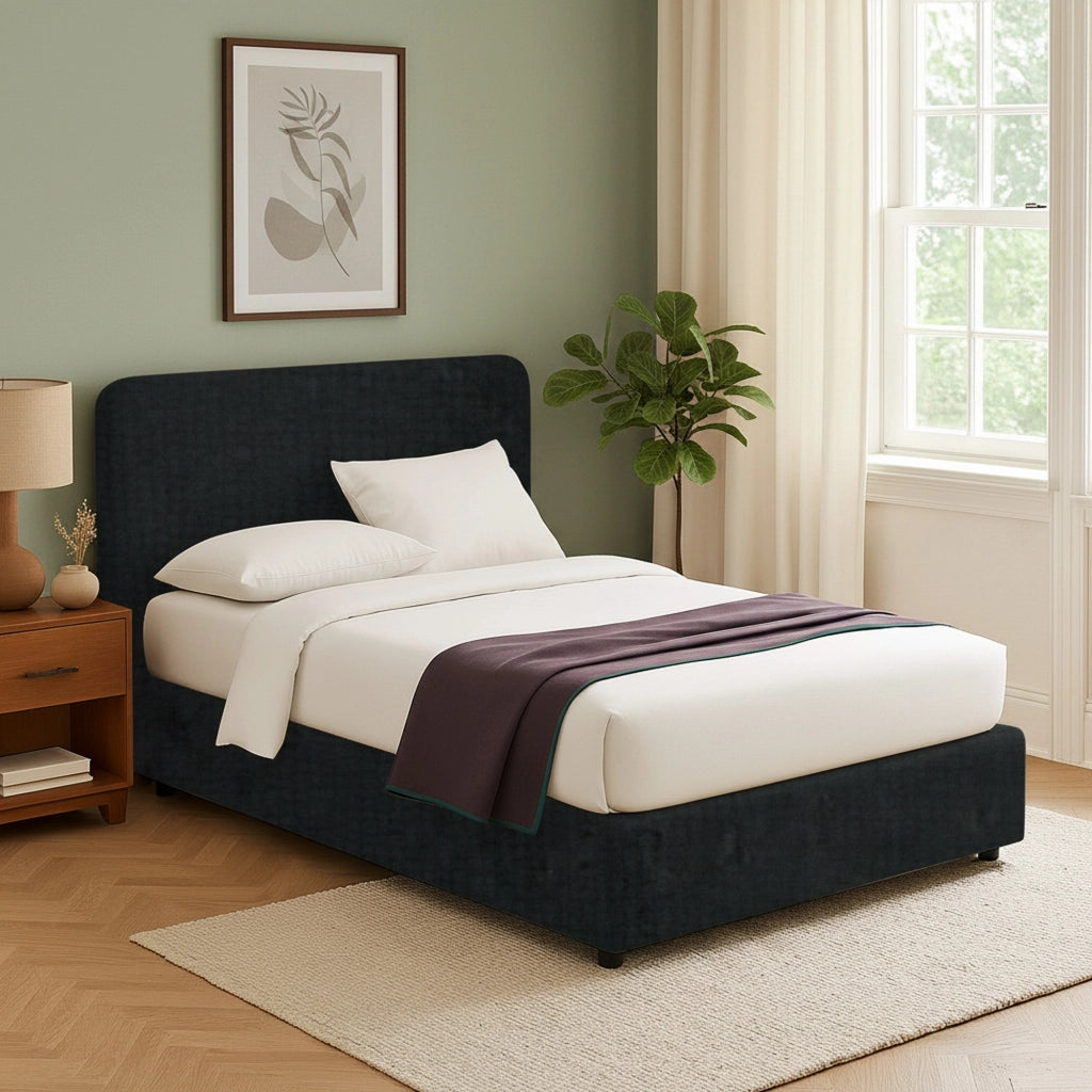 Slough, Letto Singolo Sfoderabile Made in Italy, Grigio Scuro