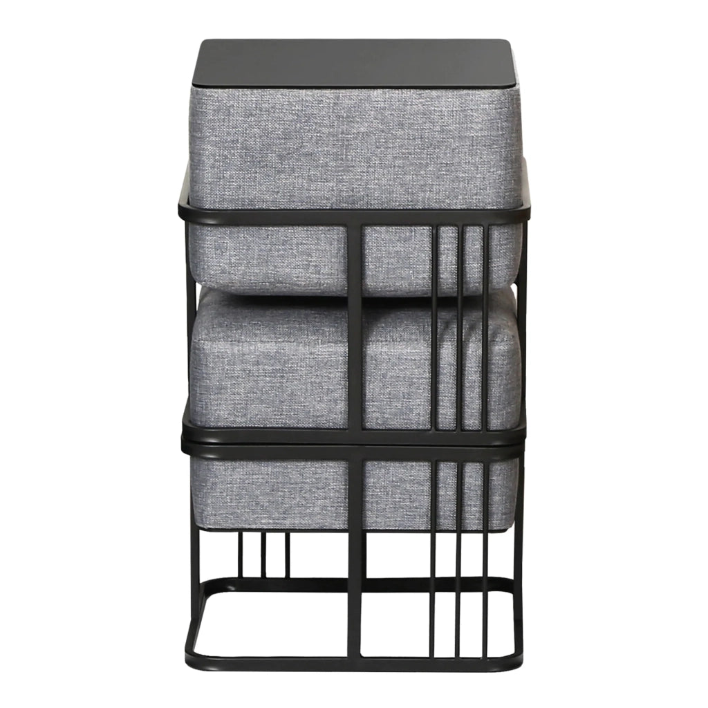 Set di 2 pouf impilabili design moderno e senza tempo multifunzionali quadrati grigio chiaro 03_0009690