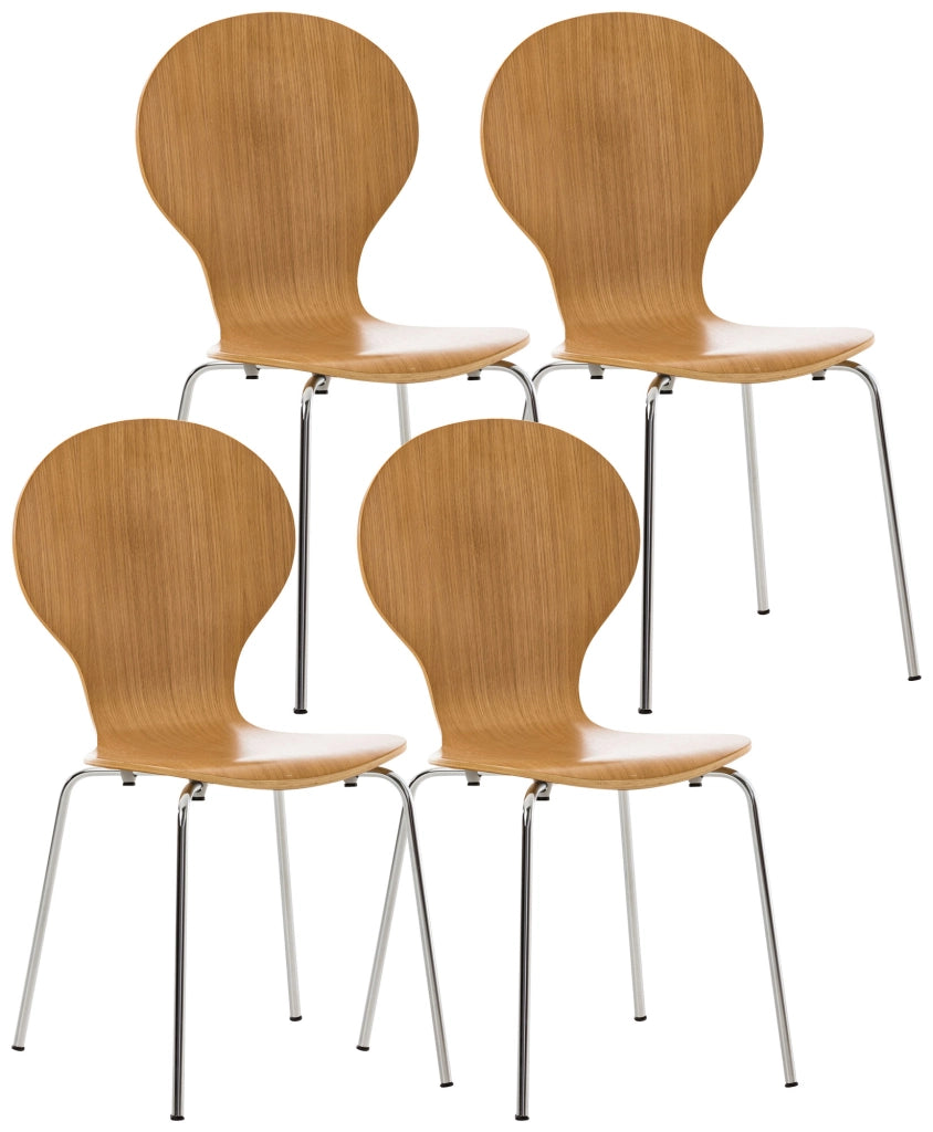 Set 4 Sedie Impilabili Diego in Legno Robusto Rovere