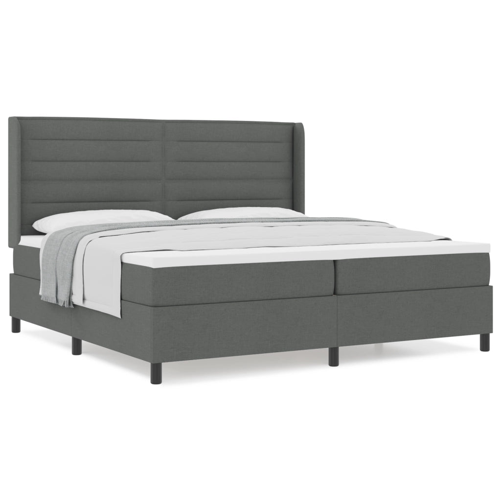 Letto Box Spring vitaXL con Materasso Grigio Scuro 200x200 cm in Tessuto