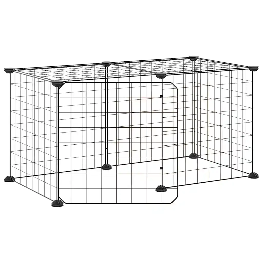 Gabbia per Animali 8 Pannelli con Porta Nero 35x35 cm Acciaio 3114050