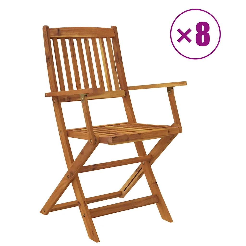Set da Pranzo da Giardino 9 pz Pieghevole in Massello di Acacia cod mxl 43616