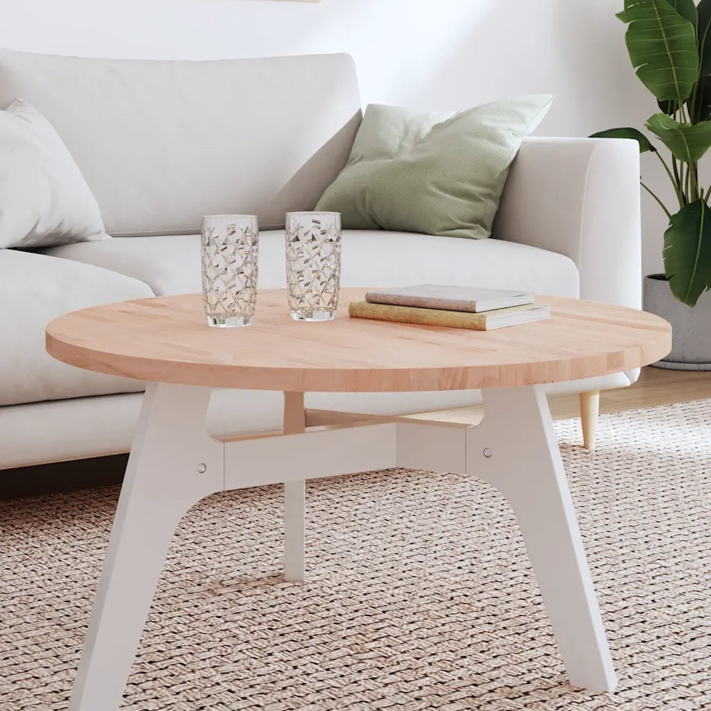 Piano per Tavolo Ø80x2,5 cm Rotondo in Legno Massello di Faggio 355918