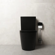 Vaso filomuro monoblocco rimless con cassetta e sedile copri-wc nero opaco | Vienna
