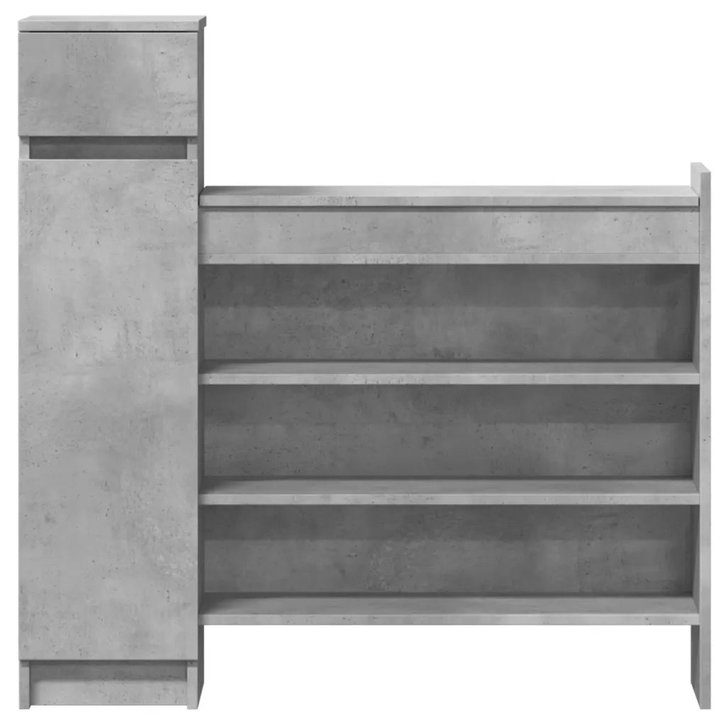 Scarpiera-Scaffale per scarpe Grigio Cemento 100,5x28x100 cm in Legno Multistrato