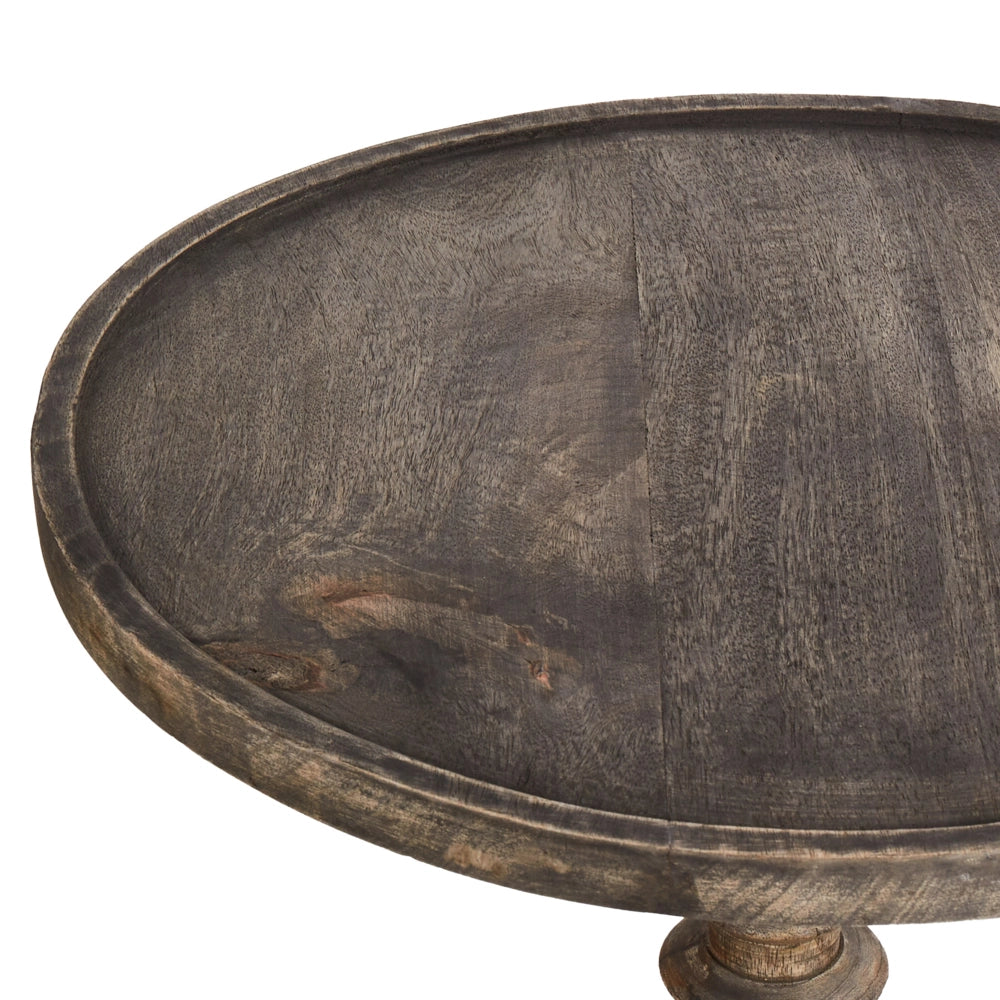 Set di 2 tavolini in legno di mango scuro con base rotonda Design tradizionale