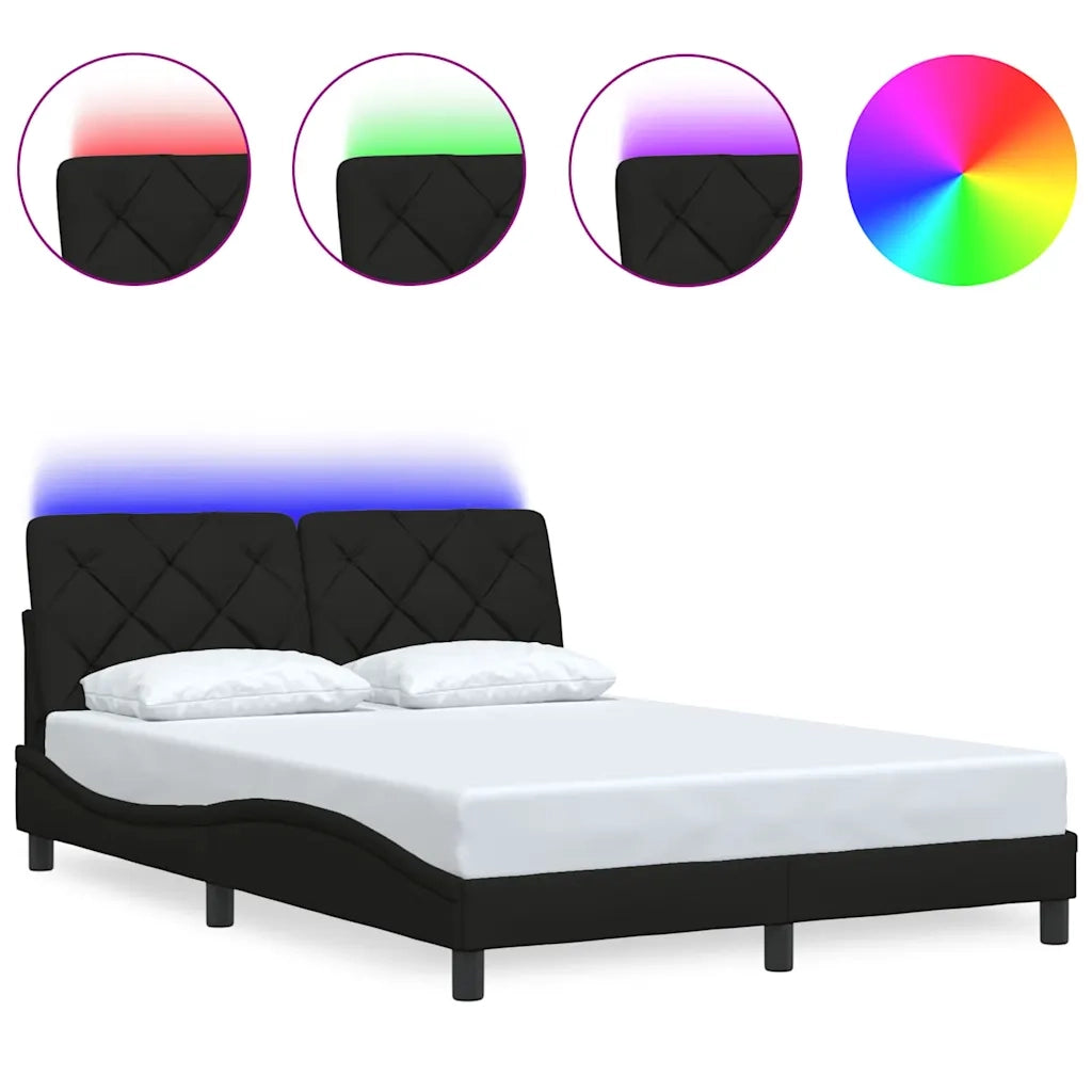 Giroletto con LED senza Materasso Nero 140x190 cm in Tessuto 3310666