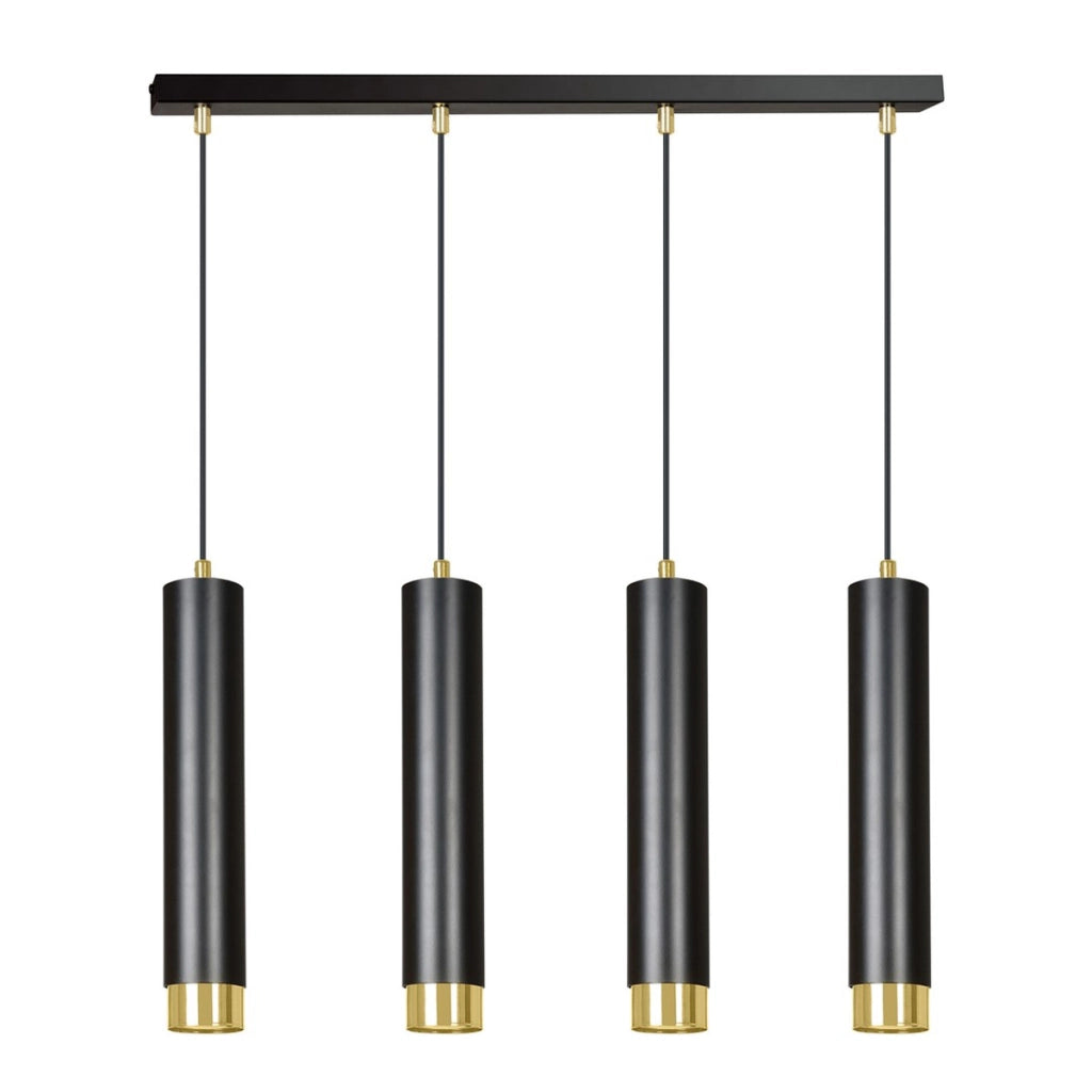 Lampada a sospensione KIBO in acciaio nero opaco e oro